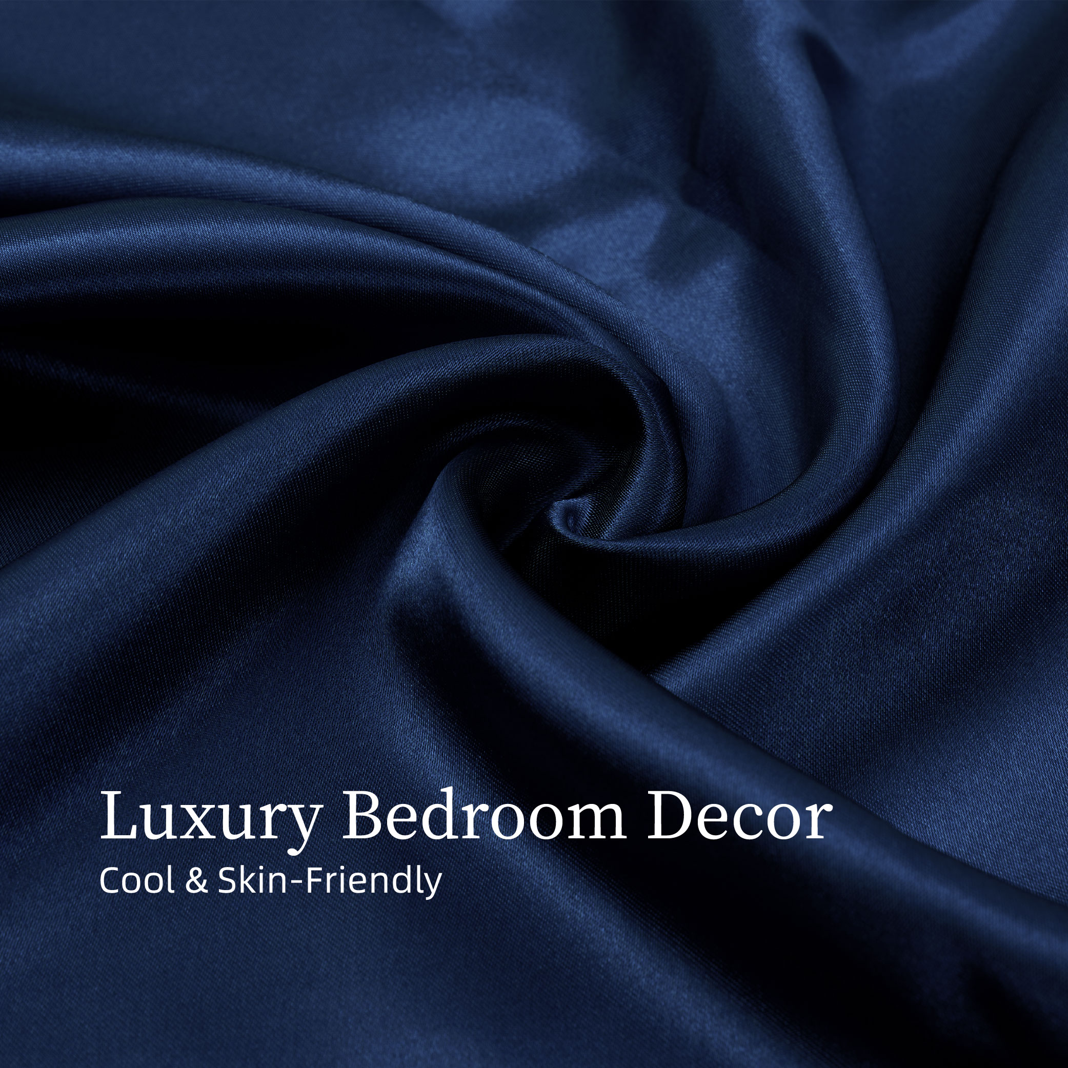Satin Bed Sheets, King Size Sheets Set, 4 Pcs Silky Bedding Set With 15 Inches Deep Pocket For Mattress (King, Navy Blue)_voghion.com